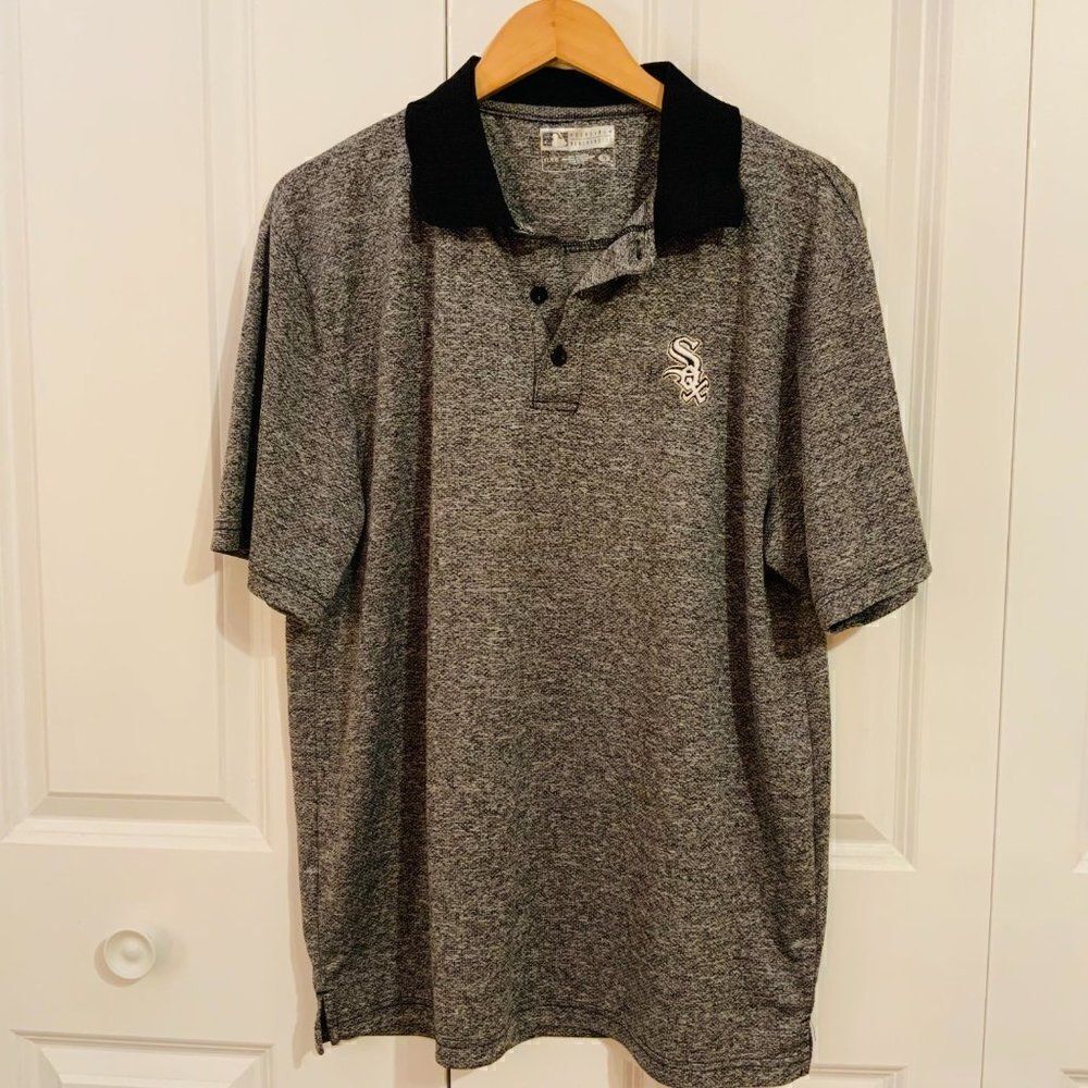 Chicago White Sox Black Grey Short Sleeve Polo Shirt XL Genuine Merchand…